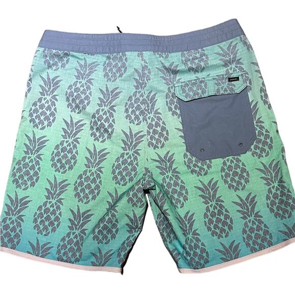 Rip Curl Mens Size 36 Pineapple Print Swim Trunks in Green and Blue - Picture 2 of 6